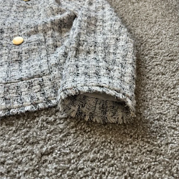 EXPRESS NEUTRAL PRINT PADDED SHOULDER TWEED BLAZER SZ L - Picture 5 of 11